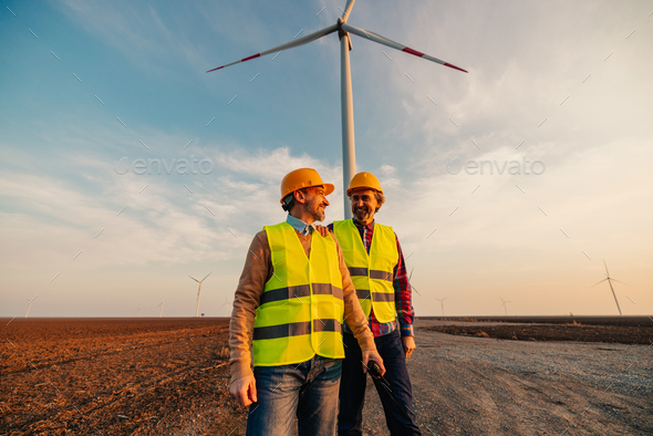 Two engineers of wind turbine - Stock Photo - Images