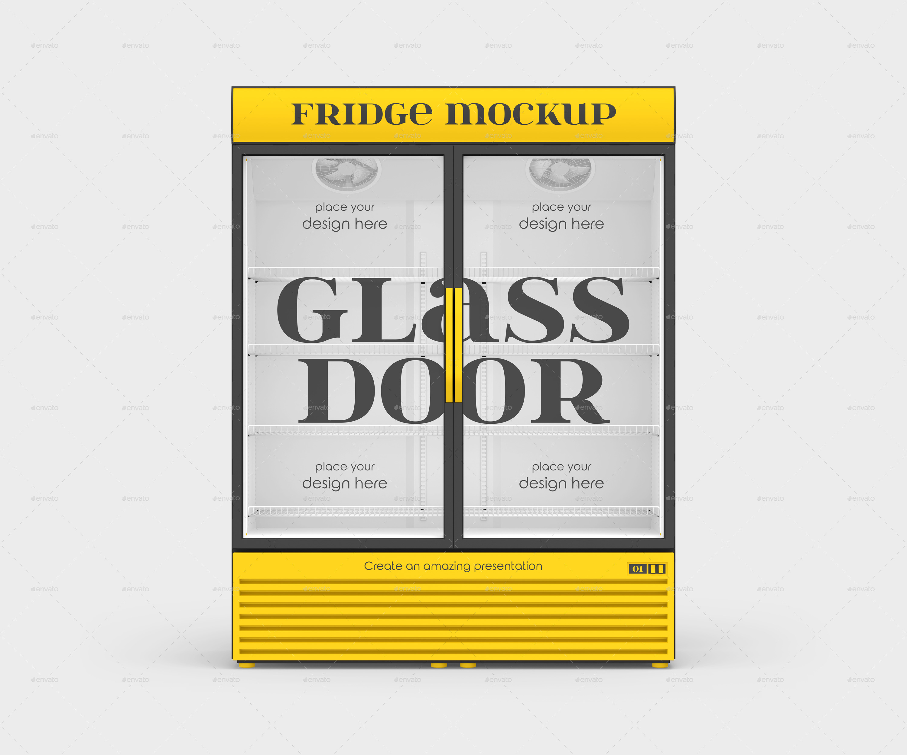 Double Glass Door Fridge Mockup Set, Graphics GraphicRiver