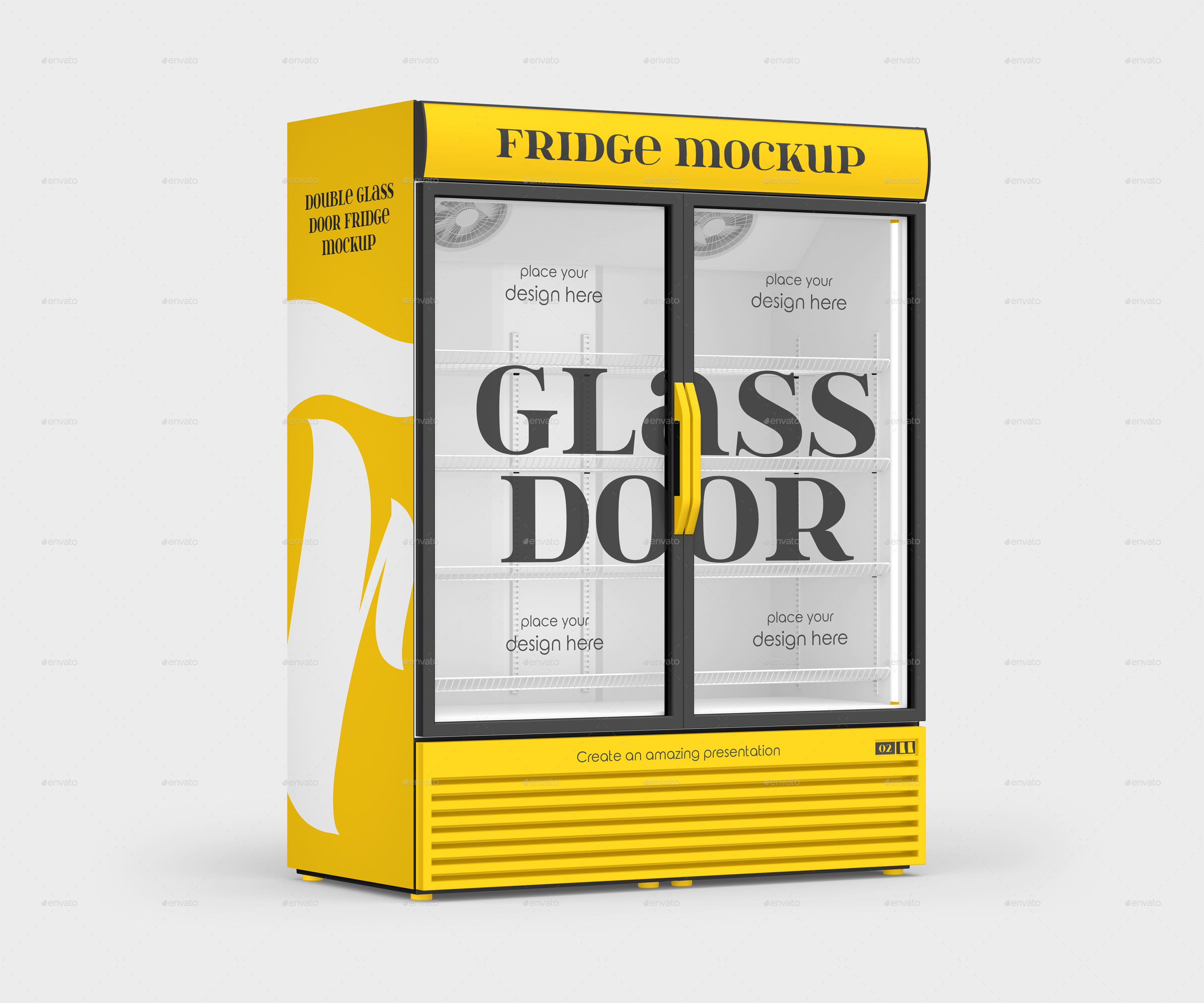 Double Glass Door Fridge Mockup Set, Graphics GraphicRiver