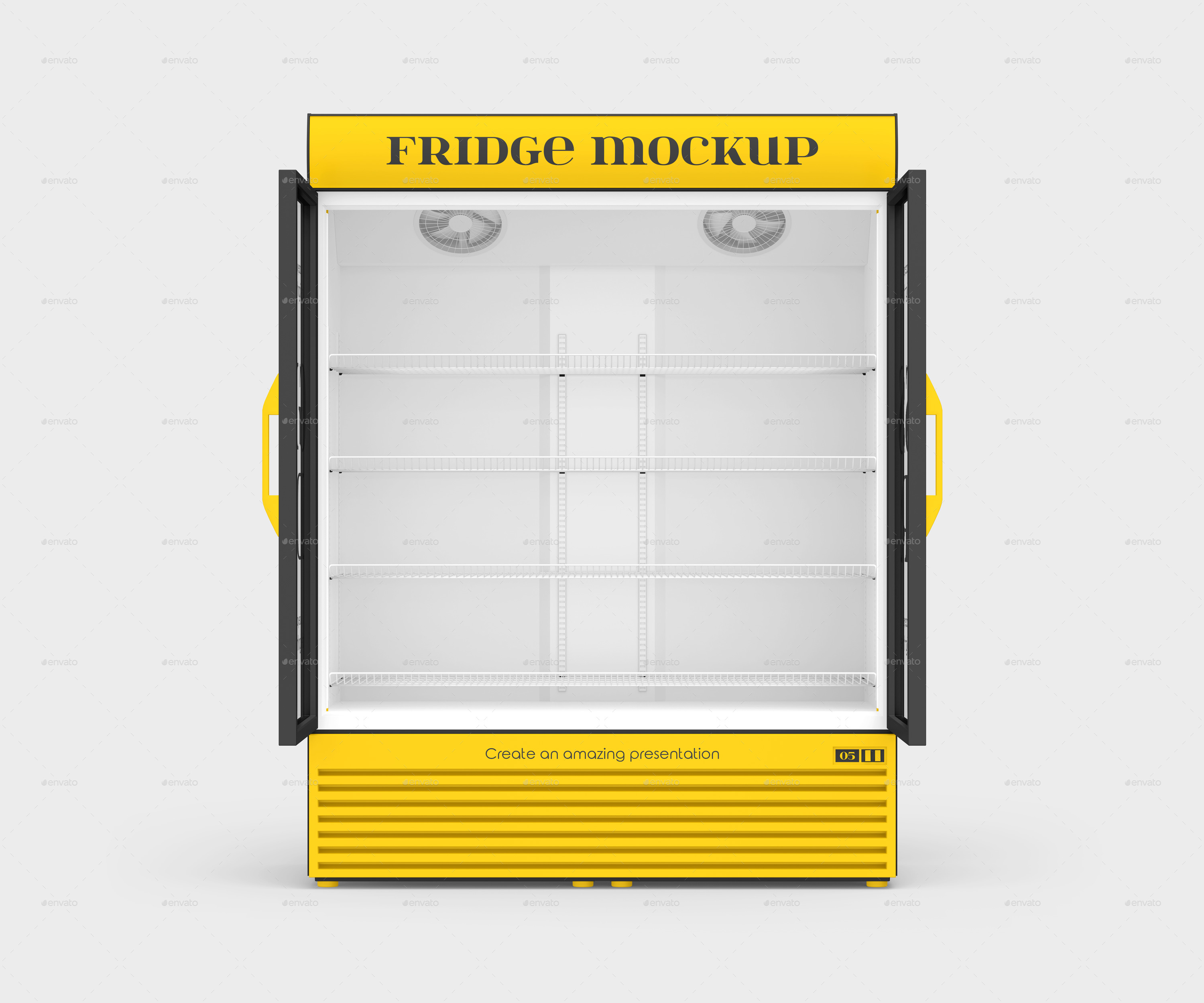 Double Glass Door Fridge Mockup Set, Graphics GraphicRiver