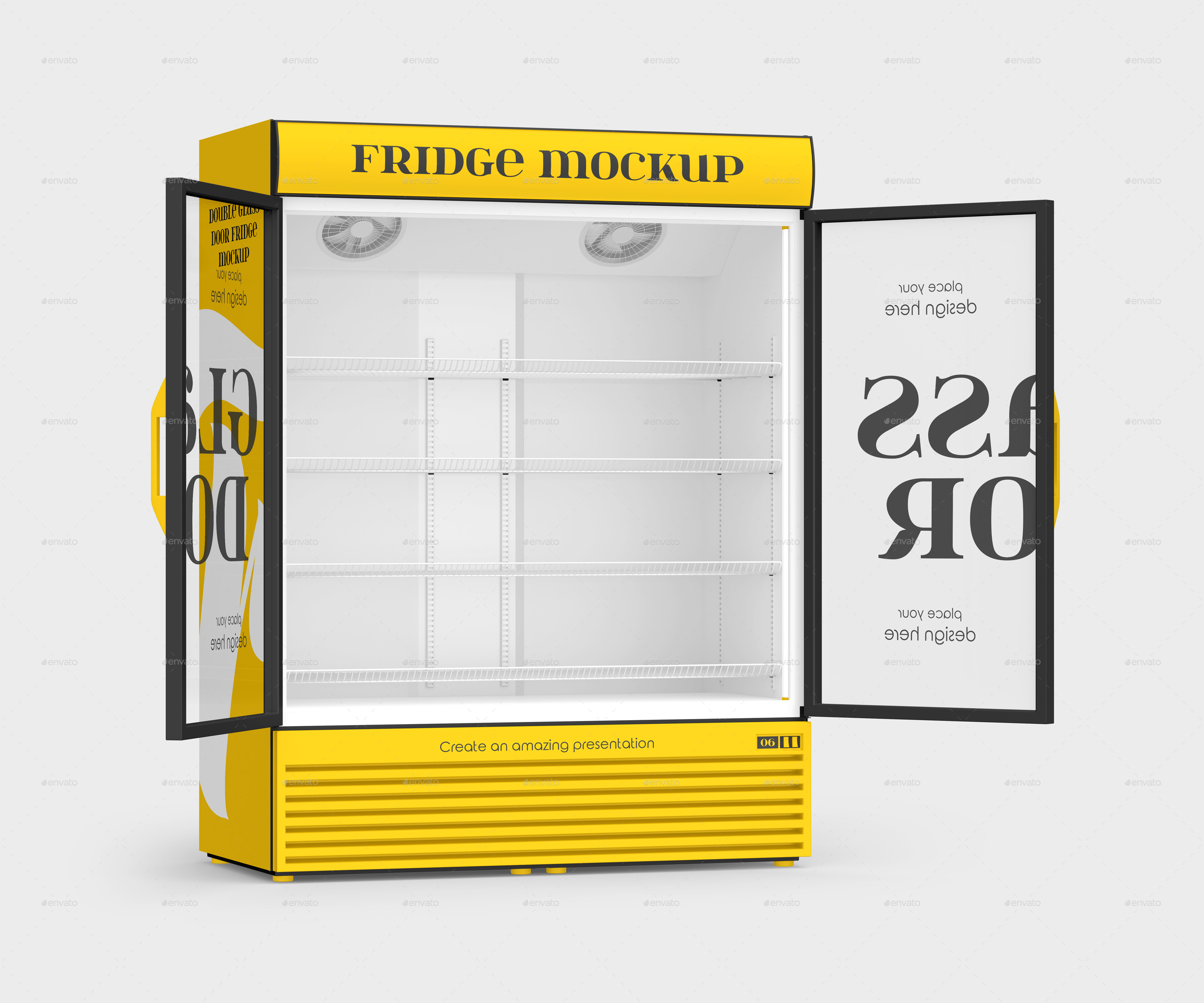Double Glass Door Fridge Mockup Set, Graphics GraphicRiver