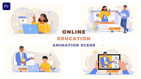 Online Education Concept Animation Scene