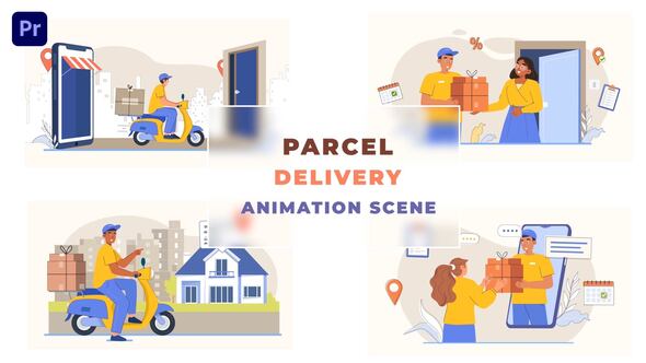 Online Order Parcel Delivery Animated Scene