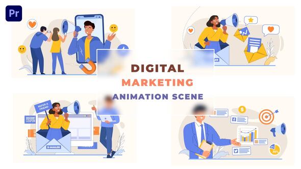 Digital Marketing Concept Animation Scene