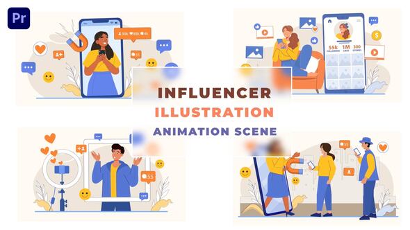 Influencer Illustration Concept Animation Scene