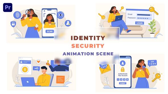 Online Media Identity Security Concept Animation Scene