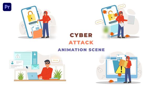Online Cyber Attack Animation Scene