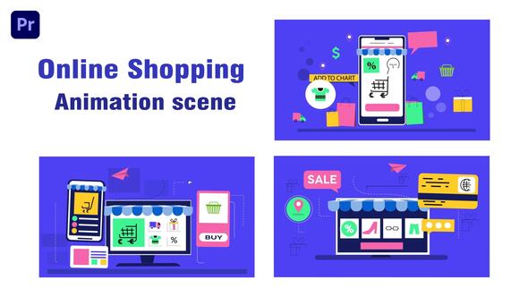 Online Shopping Concept Animation Scene