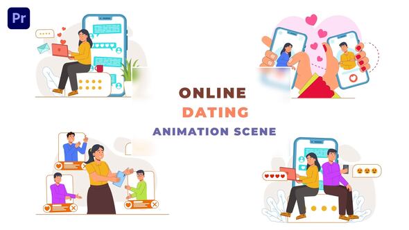 Online Love Dating Animated Scene