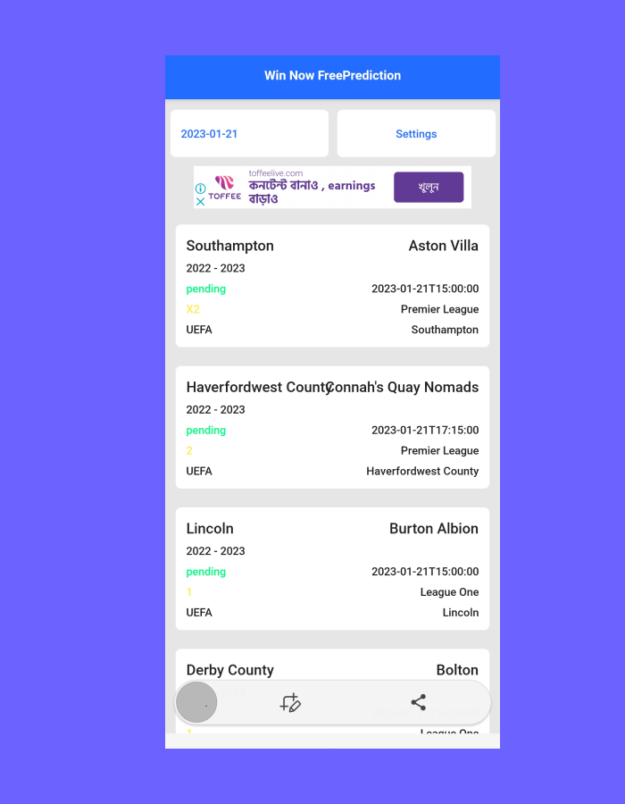 Football Prediction & Score Result, Rapid API