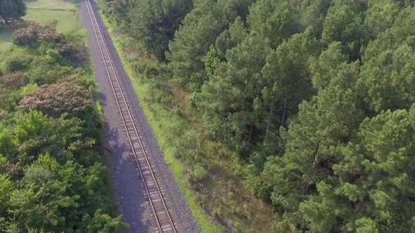 drone shots of train tracks alt