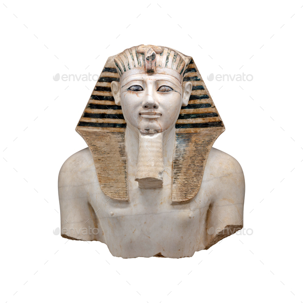Statue of ancient Egytpiant pharaoh Thutmose III isolated