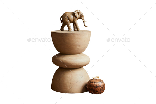 #29 Side table with elephant decorative isolated on a transparent background