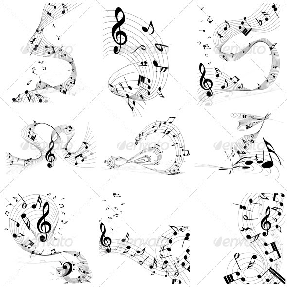 Musical Note Staff Set - Miscellaneous Vectors