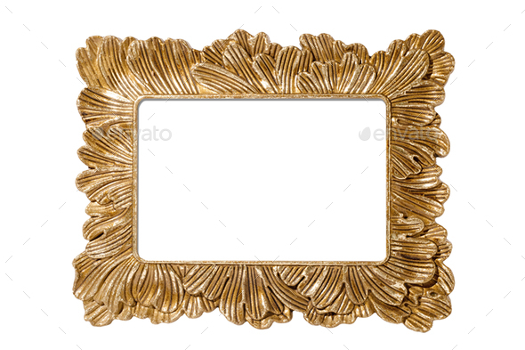 #2395 Gold frame mockup isolated on a transparent background