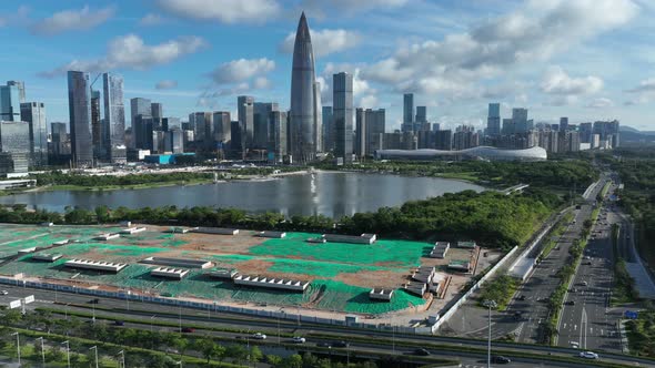 Aerial footage of landscape in shenzhen city,China alt