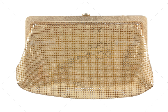 #6758 Gold clutch bag isolated on a transparent background