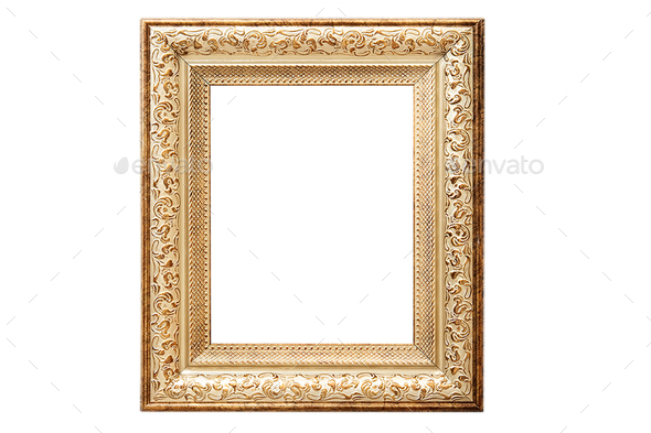 #5638 Gold frame mockup isolated on a transparent background