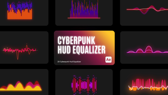 Cyberpunk HUD Equalizer for After Effects Elements template preview