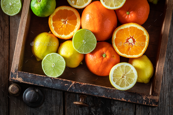 Healthy and fresh mix of citrus fruits to make juice.