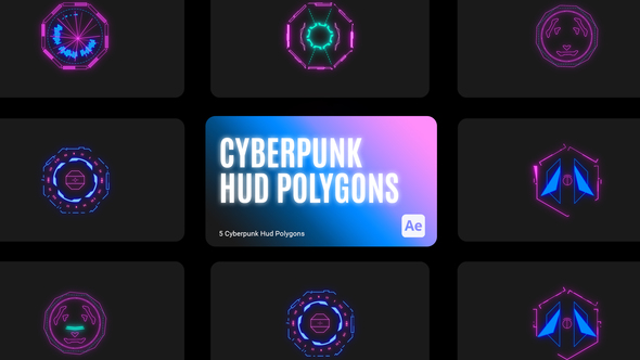 Cyberpunk HUD Polygons for After Effects Elements template preview