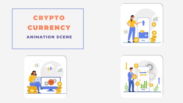 Bitcoin Crypto Currency Animation Scene