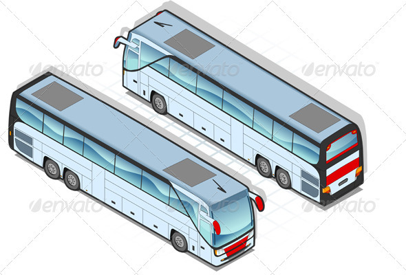 Isometric Coach Bus in Two Positions - Man-made Objects Objects