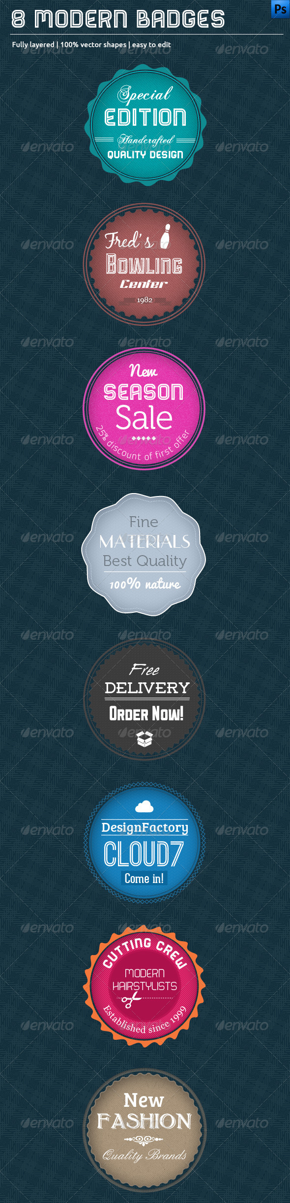 8 Modern Badges - Badges & Stickers Web Elements