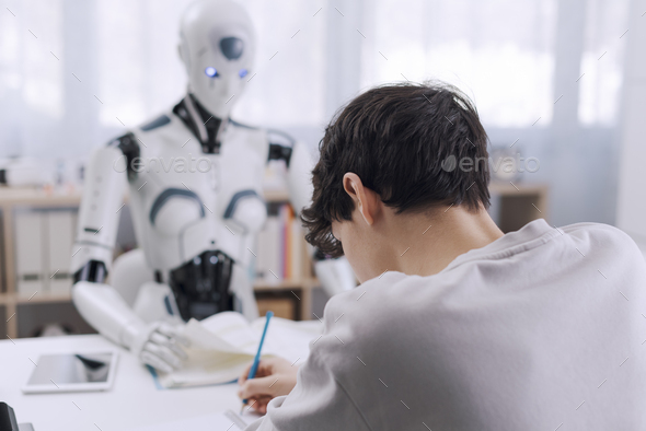 A Robot Teacher and His Student - Stock Photo - Images