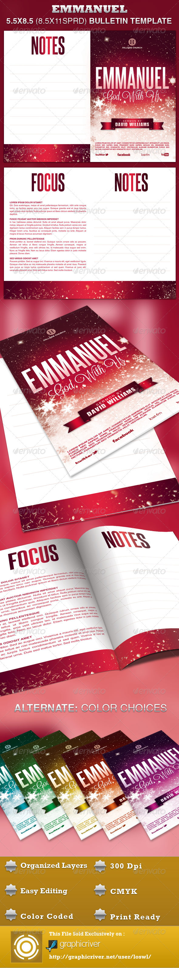Emmanuel Church Bulletin Template - Informational Brochures