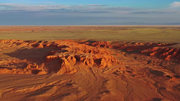 Bayanzag Flaming Cliffs at Sunset in Mongolia alt