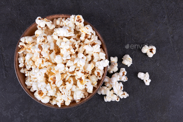 Popcorn in bowl food - Stock Photo - Images