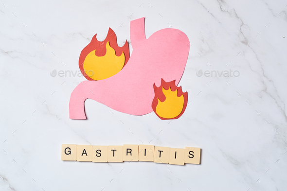Stomach on fire. Concept of gastritis and stomach ulcers.