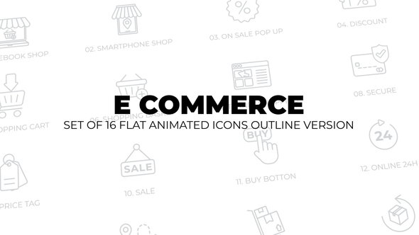 E commerce - Set of 16 Animated Line Icons Elements template preview