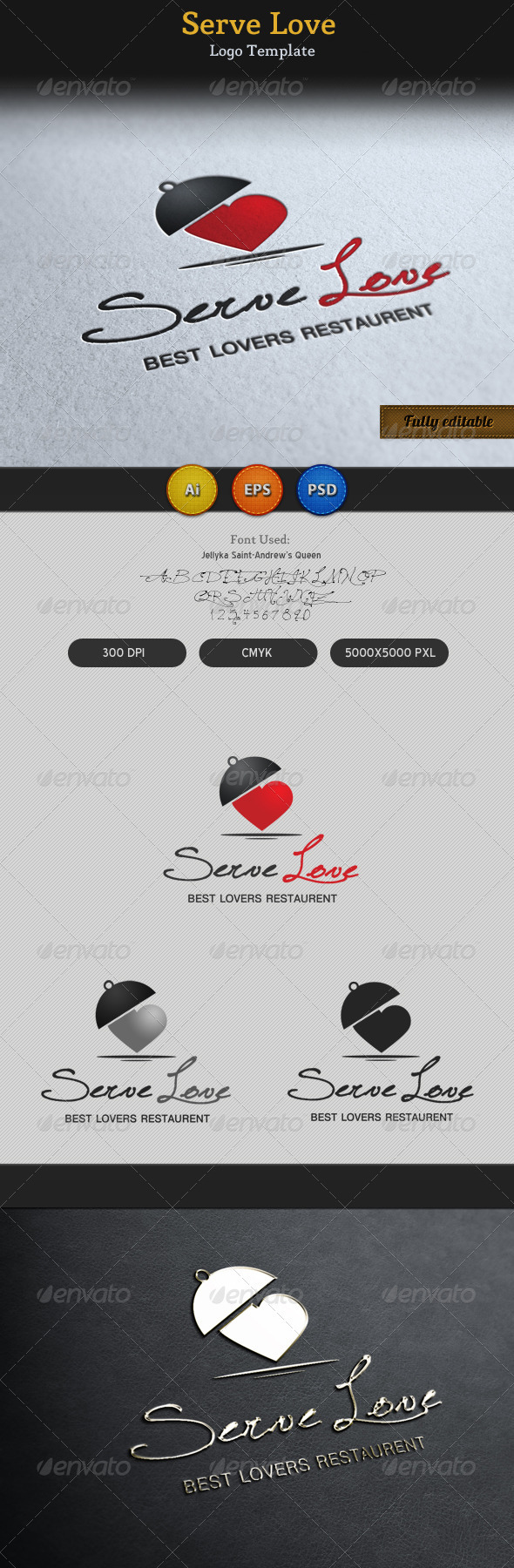 Serve Love Restaurant Cafe Food Logo - Food Logo Templates