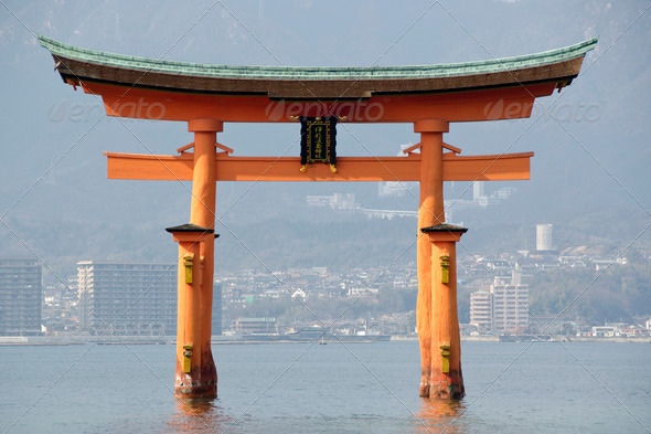 Tori gate at Itsukushima Shrine