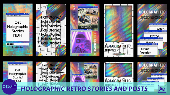Holographic Iridescent Retro Stories and Posts
