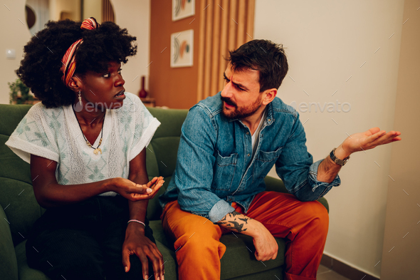 Diverse couple on a therapy session in a psychologist office