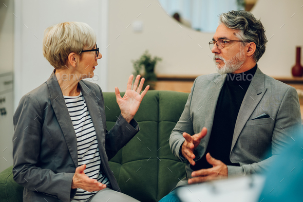 Senior couple on a therapy session in a psychologist office