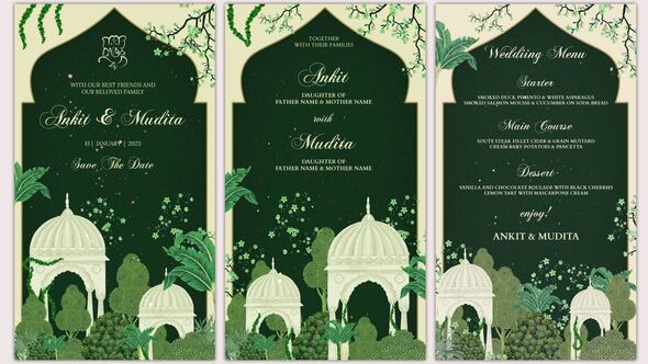 Unique wedding Invitation Traditional theme Card
