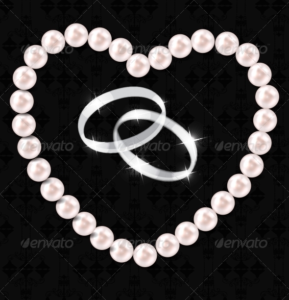Pearl Heart Vector Illustration bBackground - Decorative Symbols Decorative