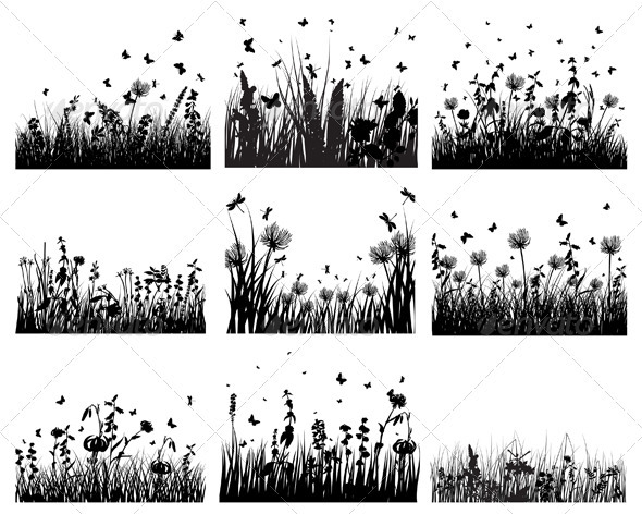 Meadow Silhouette Set - Landscapes Nature