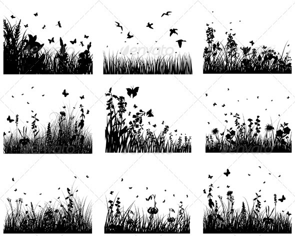 Meadow Silhouette Set - Landscapes Nature