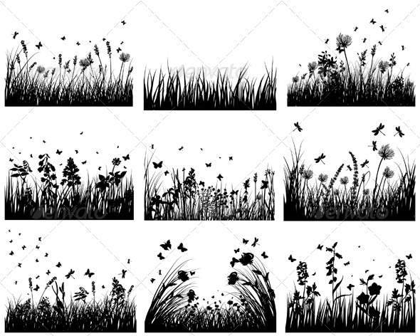 Meadow Silhouette Set - Landscapes Nature