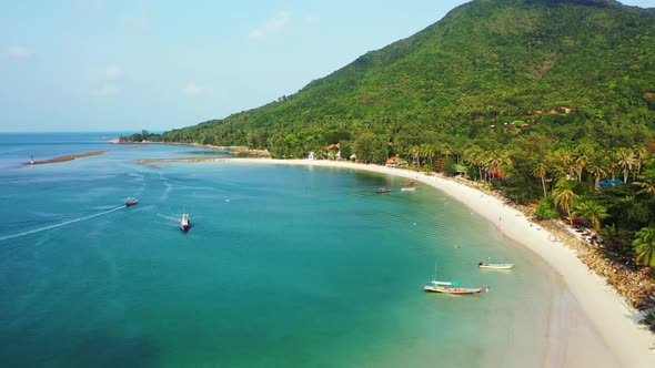 Aerial drone abstract of paradise shore beach holiday by clear ocean with white sand background of a alt