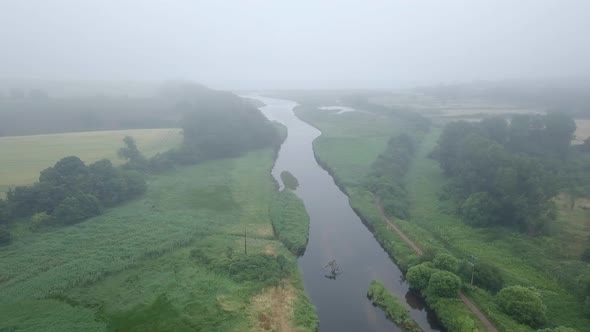 River Otter establishing aerial shot. alt