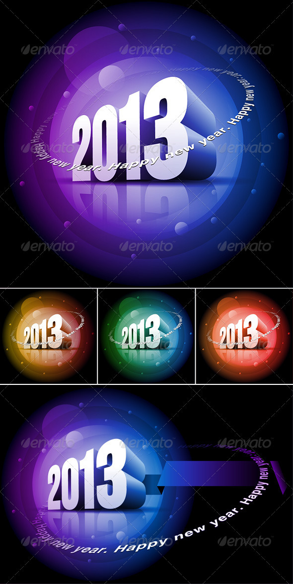 3d 2013 Happy New Year - New Year Seasons/Holidays