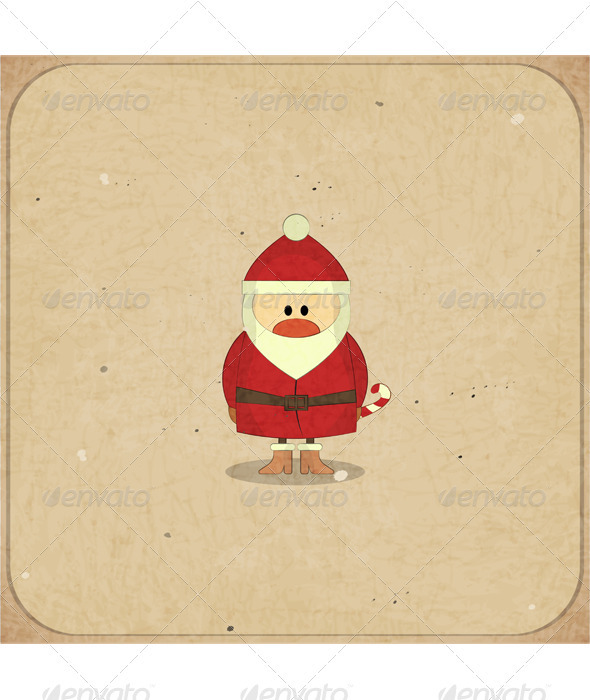 Merry Christmas Retro card with Santa Claus - Christmas Seasons/Holidays