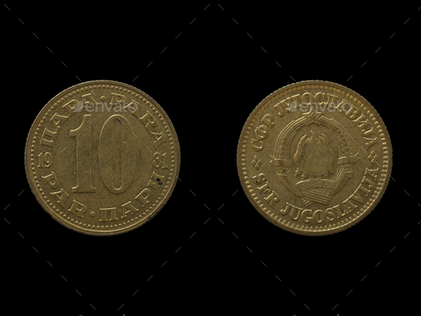 Old Socialist Federative republic of Yugoslavia dinar coin obverse and reverse.  - Stock Photo - Images