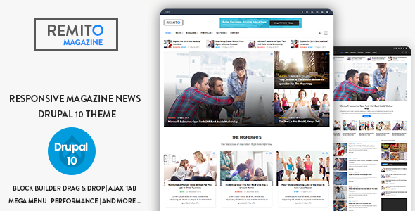 Remito - Responsive Magazine News Drupal 10 Theme